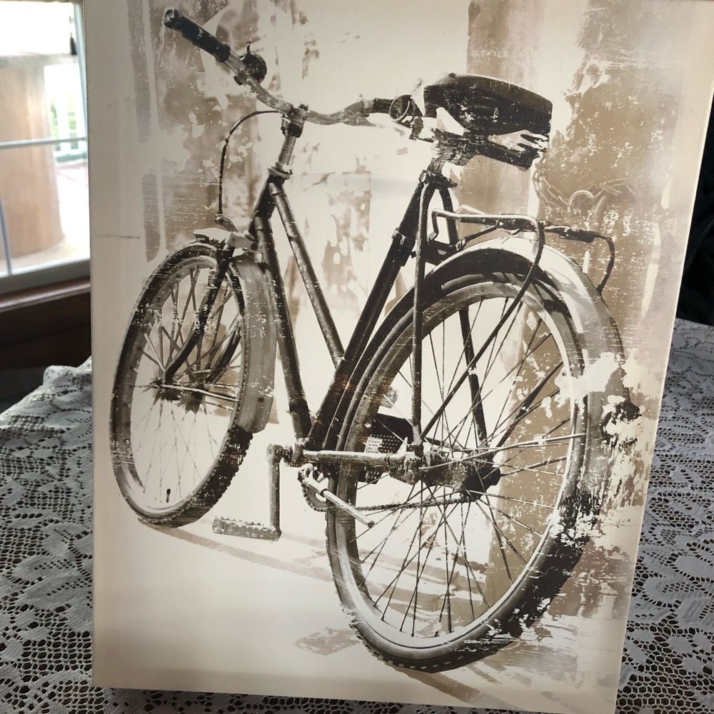 Canvas screen print bicycle picture